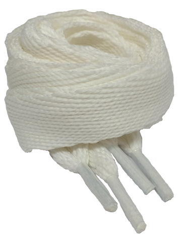 Very Wide Flat White Shoelaces - 20mm
